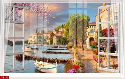 File tranh File tranh gốc cửa sổ 3D CS1121 (bản gốc) in lụa dán tường