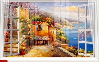 Download file gốc File tranh gốc cửa sổ 3D CS1144 (in lụa) hoa lá