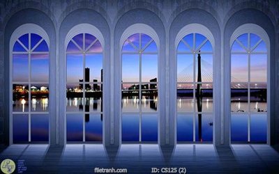 File tranh File gốc cửa sổ 3D CS125 (ảnh gốc) cho in ấn kỹ thuật số