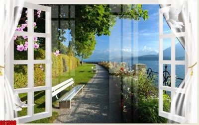 File gốc File tranh gốc cửa sổ 3D CS1308 (in lụa) tranh phong thủy