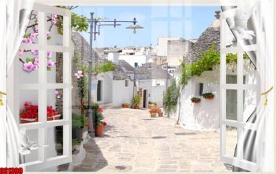 File in lụa File tranh gốc cửa sổ 3D CS1309 (phong cảnh) File tranh gốc cửa sổ 3D CS1309