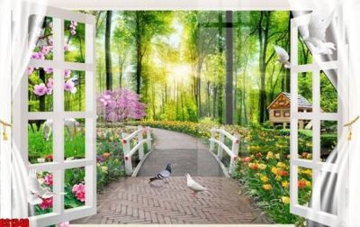 File in trần File tranh gốc cửa sổ 3D CS1348 (bản gốc) trời sao