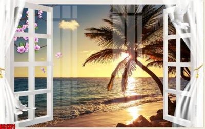 File gốc File tranh gốc cửa sổ 3D CS1371 (in lụa) cao cấp