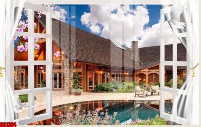 File PSD File tranh gốc cửa sổ 3D CS1394 (bản gốc) dễ dàng edit