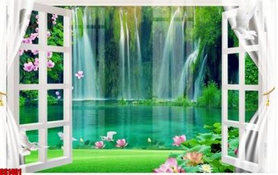 File in trần File tranh gốc cửa sổ 3D CS1401 (bản gốc) phong cảnh