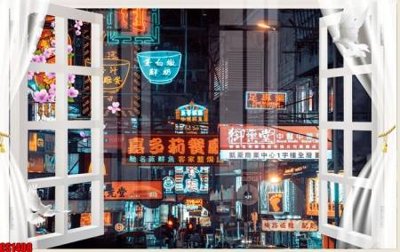 File gốc File tranh gốc cửa sổ 3D CS1408 (in lụa) tranh phong thủy