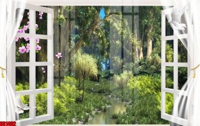 Download file gốc File tranh gốc cửa sổ 3D CS1462 (in lụa) cao cấp