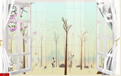 File gốc File tranh gốc cửa sổ 3D CS1476 (in lụa) tranh mã đáo