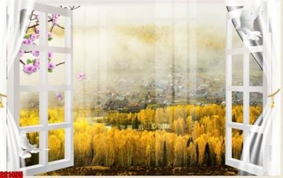 File in trần File tranh gốc cửa sổ 3D CS1495 (bản gốc) bầu trời