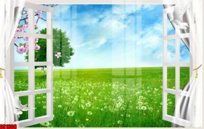 File in trần File tranh gốc cửa sổ 3D CS1608 (bản gốc) mây trời