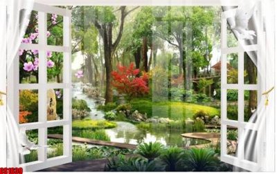 Hình ảnh file gốc in lụa File tranh gốc cửa sổ 3D CS1639
