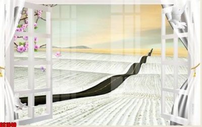 Ảnh gốc file in lụa File tranh gốc cửa sổ 3D CS1640 chi tiết