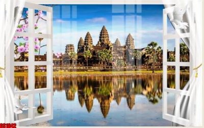 File tranh File tranh gốc cửa sổ 3D CS1642 (bản gốc) in lụa dán tường