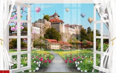 File in trần File tranh gốc cửa sổ 3D CS1648 (file gốc) chủ đề vũ trụ