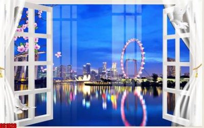 Tải file File tranh gốc cửa sổ 3D CS1826 (gốc) chủ đề hoa sen