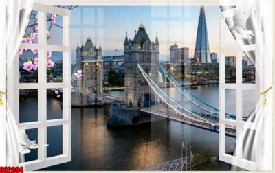 File gốc File tranh gốc cửa sổ 3D CS2004 (in lụa) họa tiết 3D