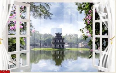 File in mica File tranh gốc cửa sổ 3D CS2046 (ảnh gốc) đẹp