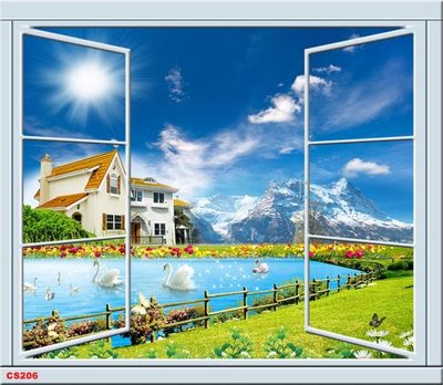 File in trần File gốc cửa sổ 3D CS206 (bản gốc 3D) sống động