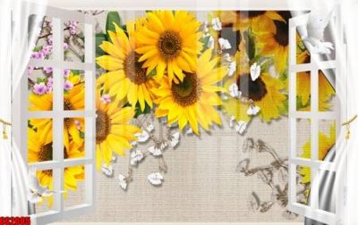 File in mica File tranh gốc cửa sổ 3D CS2085 (bản gốc) làm vách ngăn