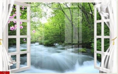 File tranh File tranh gốc cửa sổ 3D CS2160 (bản gốc) in lụa dán tường