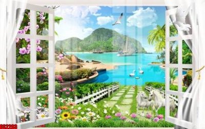 File tranh File tranh gốc cửa sổ 3D CS2203 (gốc) chủ đề thiên nhiên