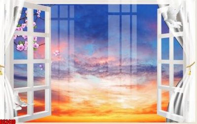 File gốc File tranh gốc cửa sổ 3D CS2410 (in lụa) trang trí tường