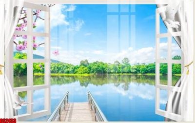 File gốc File tranh gốc cửa sổ 3D CS2433 (in lụa) tranh mã đáo