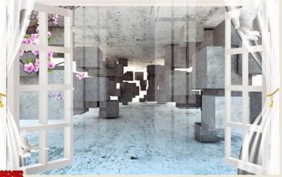 File tranh File tranh gốc cửa sổ 3D CS2452 (ảnh gốc) in trần nhà