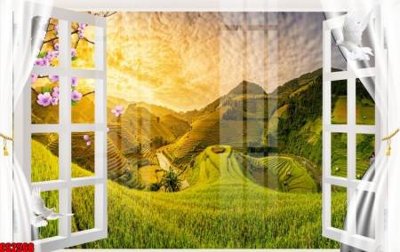 File PSD File tranh gốc cửa sổ 3D CS2568 (gốc) tách lớp chi tiết