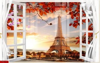 File in trần File tranh gốc cửa sổ 3D CS2599 (bản gốc) đại dương