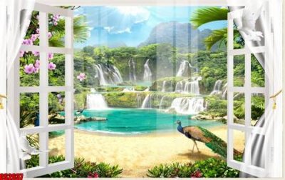 File tranh File tranh gốc cửa sổ 3D CS2637 (bản gốc) in lụa dán tường