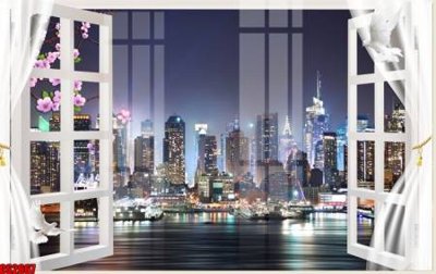 Ảnh gốc file in lụa File tranh gốc cửa sổ 3D CS2667 chi tiết