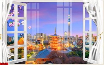 File PSD File tranh gốc cửa sổ 3D CS2674 (gốc) nhiều lớp (multi-layer)