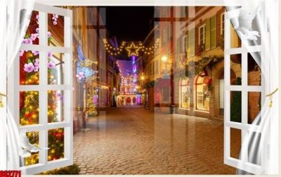 File gốc File tranh gốc cửa sổ 3D CS2771 (in lụa) họa tiết 3D