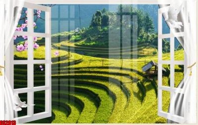 File tranh File tranh gốc cửa sổ 3D CS2813 (bản gốc) in lụa 3D