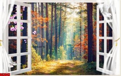 File in mica File tranh gốc cửa sổ 3D CS2842 (ảnh gốc) đẹp