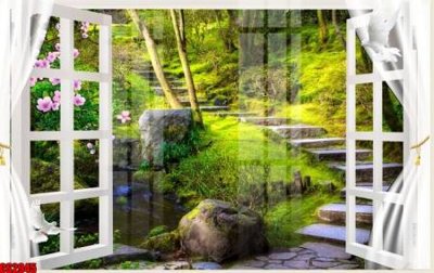 File gốc File tranh gốc cửa sổ 3D CS2945 (in lụa) hoa văn cổ điển