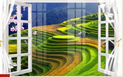 File in trần File tranh gốc cửa sổ 3D CS2947 (bản gốc) hoa văn