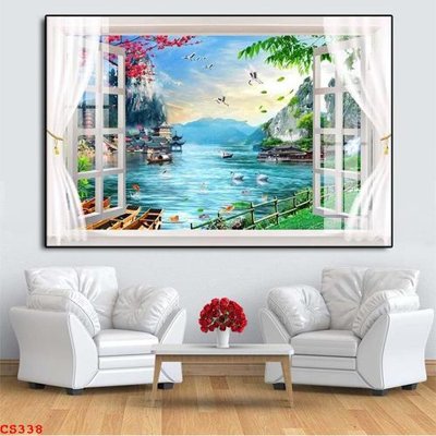 File tranh gốc PSD File gốc cửa sổ 3D CS338 còn nguyên layer