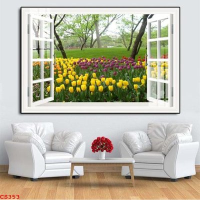 File tranh File gốc cửa sổ 3D CS353 (gốc) in trên kính