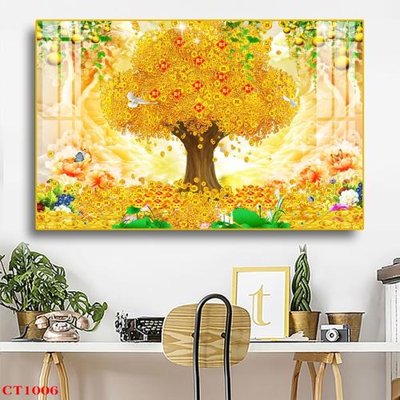 Tải file File tranh cây tiền tài lộc CT1006 (PSD) cho in tranh 3D