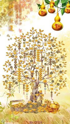 File in trần File tranh cây tiền CT110 (bản gốc 3D) sống động