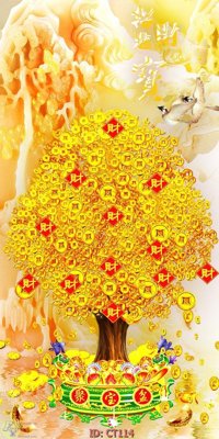 File PSD File tranh cây tiền CT114 (bản gốc) độ phân giải cao