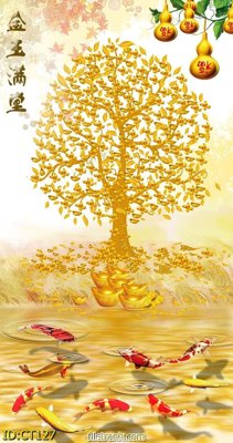 File tranh File tranh cây tiền CT127 (bản gốc) in lụa 3D