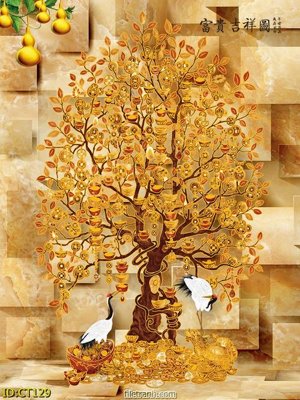 File PSD File tranh cây tiền CT129 (bản gốc) dễ dàng edit