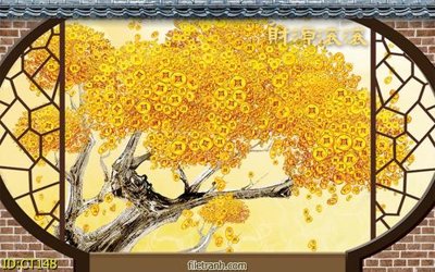 File PSD File tranh cây tiền CT148 (gốc) cho in quảng cáo