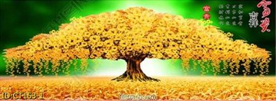 File gốc File tranh cây tiền vàng sơn dầu CT153 (thiết kế) cho in ấn