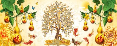 File tranh File tranh cây tiền tài lộc CT1543 (gốc) chủ đề trẻ em