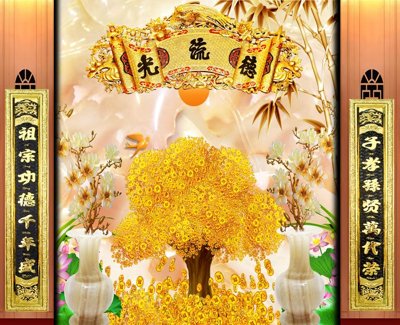 File in lụa File tranh cây tiền tài lộc CT1553 (phong cảnh) File tranh cây tiền tài lộc CT1553