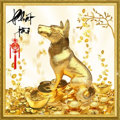 File tranh File tranh cây tiền tài lộc CT1559 (bản gốc) in lụa 5D